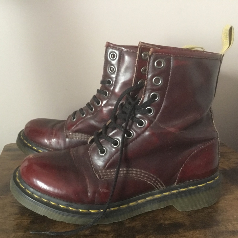 red vegan dr. marten's